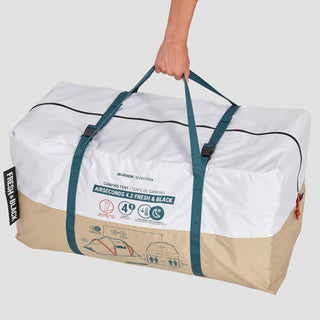 Oppusteligt campingtelt Air Seconds 4.2 til 4 personer, 2 kabiner, Fresh & Black