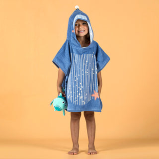 Badeponcho bomuld Print Hval Baby/Børn