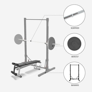 Bodybuildingbænk, sammenklappelig, med hældning/deklination Bench 500