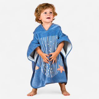 Badeponcho bomuld Print Hval Baby/Børn