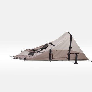 Oppusteligt campingtelt til 4 personer med 2 kabiner, Air Seconds 4.2 Polybomuld