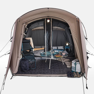 Oppusteligt campingtelt til 4 personer med 2 kabiner, Air Seconds 4.2 Polybomuld