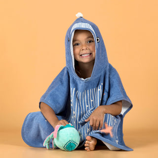 Badeponcho bomuld Print Hval Baby/Børn