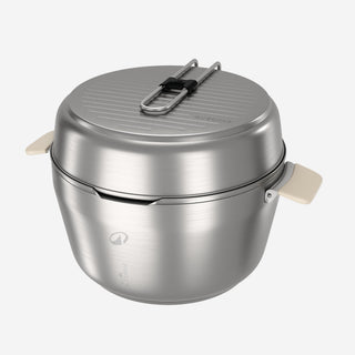 Grydesæt til camping 900 i rustfrit stål + slip-let, 4 personer, 33 dele XL