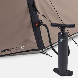 Oppusteligt campingtelt til 4 personer med 2 kabiner, Air Seconds 4.2 Polybomuld