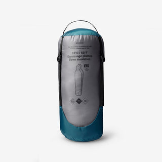 Sovepose til trekking 10 °C i dun, let og kompakt, MT900