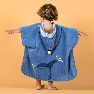 Badeponcho bomuld Print Hval Baby/Børn