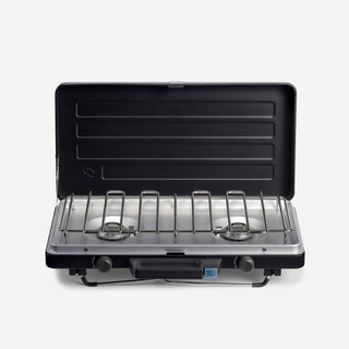 Gasblus 500 til camping 2 brændere - 2x3000 W - piezotænding - ben