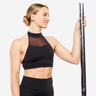 Fitness sports-bh til poledance med åben ryg i dobbelt materiale Dame