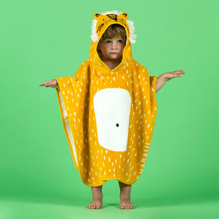 Badeponcho i bomuld med løveprint baby/børn