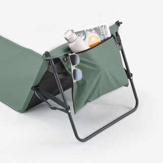 Solseng, sammenfoldelig til strand og camping, med nedfældeligt ryglæn