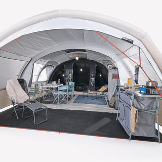Oppusteligt campingtelt til 6 personer med 3 kabiner, Fresh & Black, Air Seconds 6.3 XXL