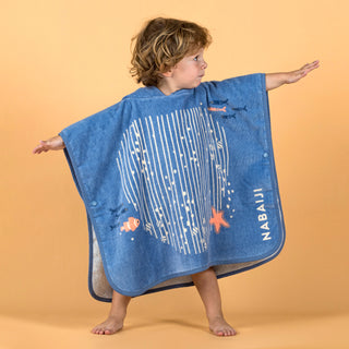 Badeponcho bomuld Print Hval Baby/Børn