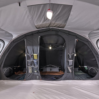 Oppusteligt campingtelt til 6 personer med 3 kabiner, Fresh & Black, Air Seconds 6.3 XXL
