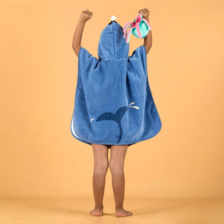 Badeponcho bomuld Print Hval Baby/Børn