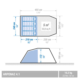 Campingtelt 4 personer, Arpenaz 4.1