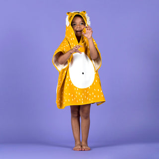 Badeponcho i bomuld med løveprint baby/børn