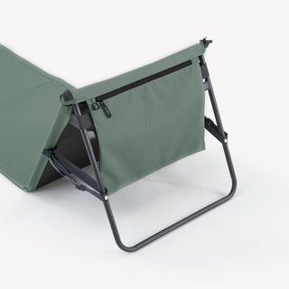 Solseng, sammenfoldelig til strand og camping, med nedfældeligt ryglæn