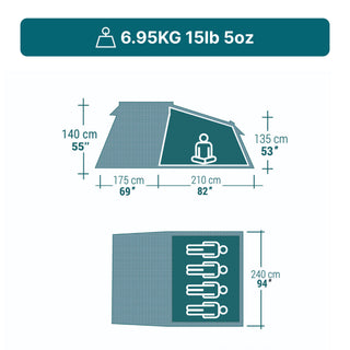 Campingtelt 4 personer, MH100 XXL