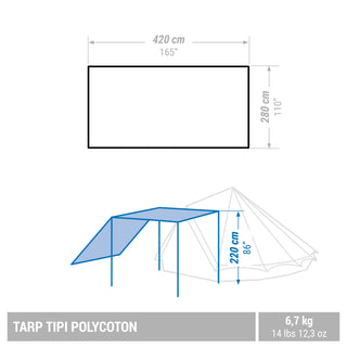 Tipi-telt Camping i bomuldspolyester 6 personer