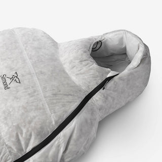 Sovepose til trekking 0 °C i dun, let og kompakt, MT900 ufarvet materiale