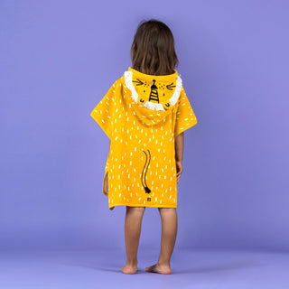 Badeponcho i bomuld med løveprint baby/børn