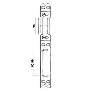 Stor låseplade til PVC-døre, galvaniseret stål, 196×9 mm