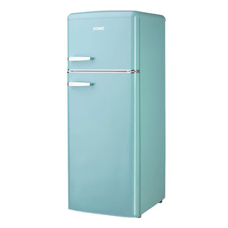 DOMO Retro Køleskab – 206 L, Blue Pastel, LED, 44 L Fryser, 144,5 cm, Lavt Energiforbrug
