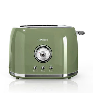 Rohnson R2215 Nostalgia Retro Brødrister – 2 Skiver – 800W – 7 Ristegrader – Grøn