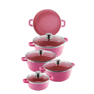 DSP CA001-S01 Grydesæt – 9 dele | Emaljeret | Rosa