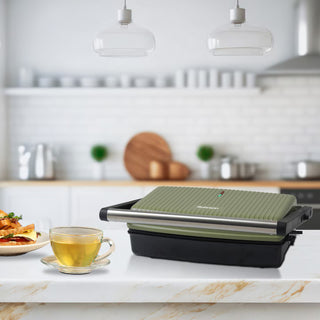 Rohnson R2715 Nostalgia Sandwich Maker – 1500W – Grill & Panini – Retro Olive