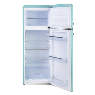 DOMO Retro Køleskab – 206 L, Blue Pastel, LED, 44 L Fryser, 144,5 cm, Lavt Energiforbrug