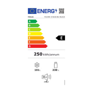 Finlux FXCARE 373030 BLE Black Retro Køleskab – 331 L, No Frost, 191 cm, LED, Energi E, Sort