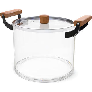 Gryde i Borosilikatglas Aurov® 5,5 L – Varmebestandig med Låg og Træhåndtag – Transparent