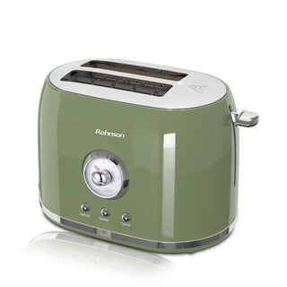 Rohnson R2215 Nostalgia Retro Brødrister – 2 Skiver – 800W – 7 Ristegrader – Grøn