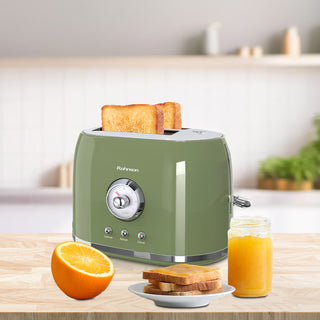 Rohnson R2215 Nostalgia Retro Brødrister – 2 Skiver – 800W – 7 Ristegrader – Grøn