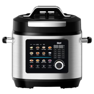 iHunt Bro Multicooker 8L Ultra – Elektrisk trykkoger, 1300W, Color Touch Display, 25 programmer, sølv