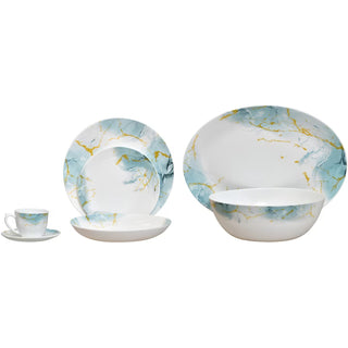 Dinova Decor Turquoise – Middagsservice i opal, 32 dele (6 personer)