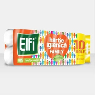 Elfi Roll familie pakke, Toiletpapir, 2 Lag, Hvid, 10 ruller