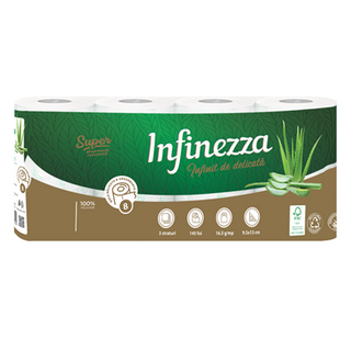 Toiletpapir Infinezza Aloe Vera – 3 lag, 8 ruller