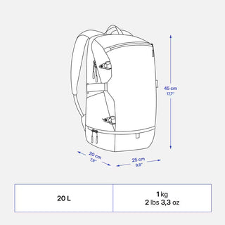 QUECHUA Nature vandrerygsæk NH500 Arpenaz 20L, Kølerum