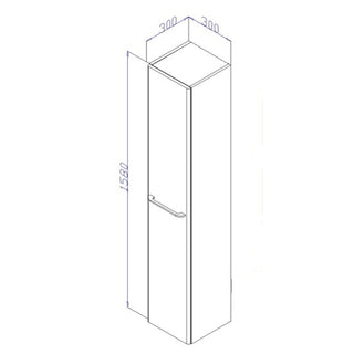 Vægophængt badeværelsesskab Arthema Porto 405 - A2, 1 låge, 30 × 158 × 30 cm