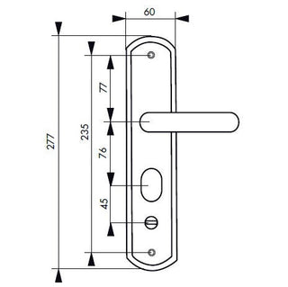 Dørgreb til metaldør med skilt, Thirard, til cylinder, højrehængt, aluminium, 76 mm