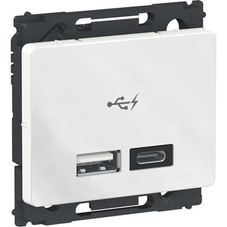 Opus66 USB lader type A & C 2,4A HV, Hvid og sort